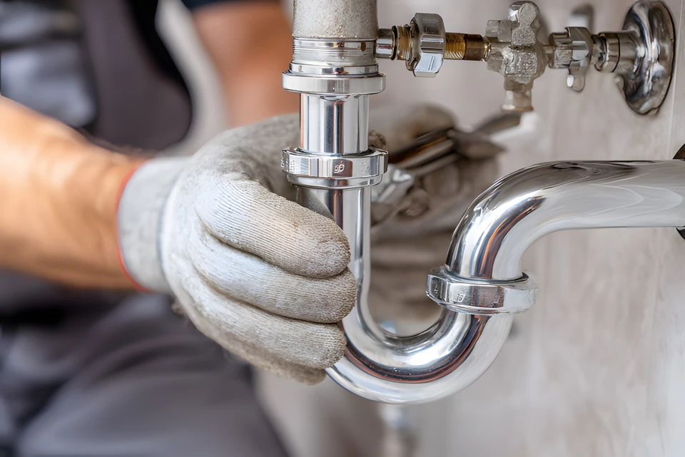 Un technicien en chemise à carreaux ajuste les paramètres d'une chaudière murale domestique tout en consultant un carnet de maintenance